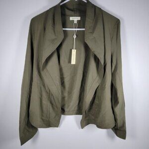 Max Studio Grey Long Sleeve Open Front Blazer Pockets Polyester M NWT $118 MSRP